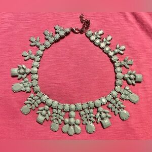 Turquoise Painted Rhinestone Statement Collar Necklace